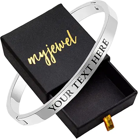 Myjewel Personalized Kada Bracelet Stainless Steel Bangle Inspirational Bracelets Free Custom Engrave Name Mantra Text