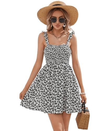 Floral Print Shirred Mini Cami Dress
