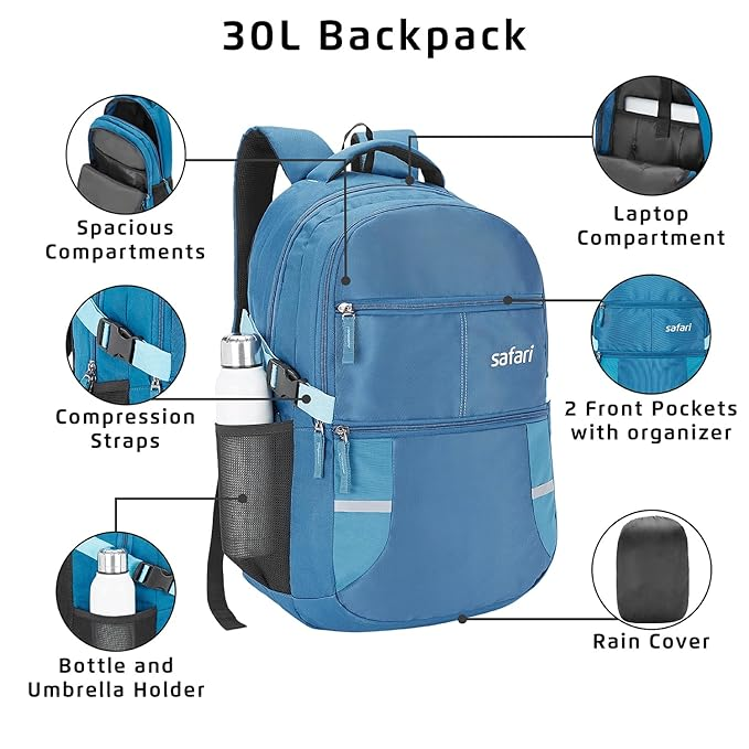Safari Omega 30L Laptop Backpack with Raincover